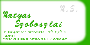matyas szoboszlai business card